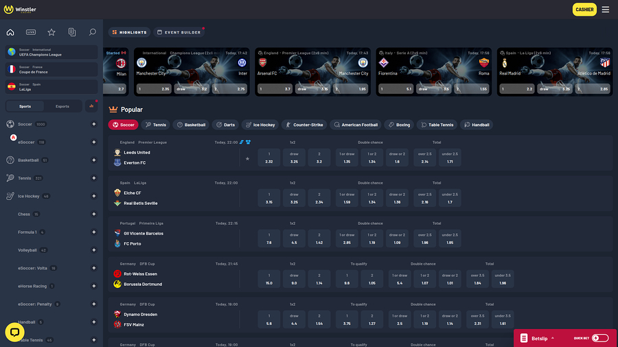 Winstler Casino Desktop Sports