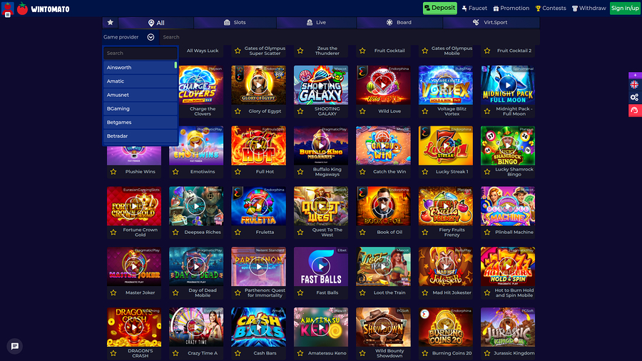 Wintomato Casino Desktop Game Developers