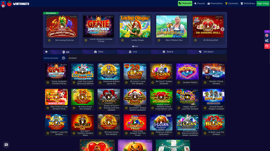 Wintomato Casino Desktop Jackpot