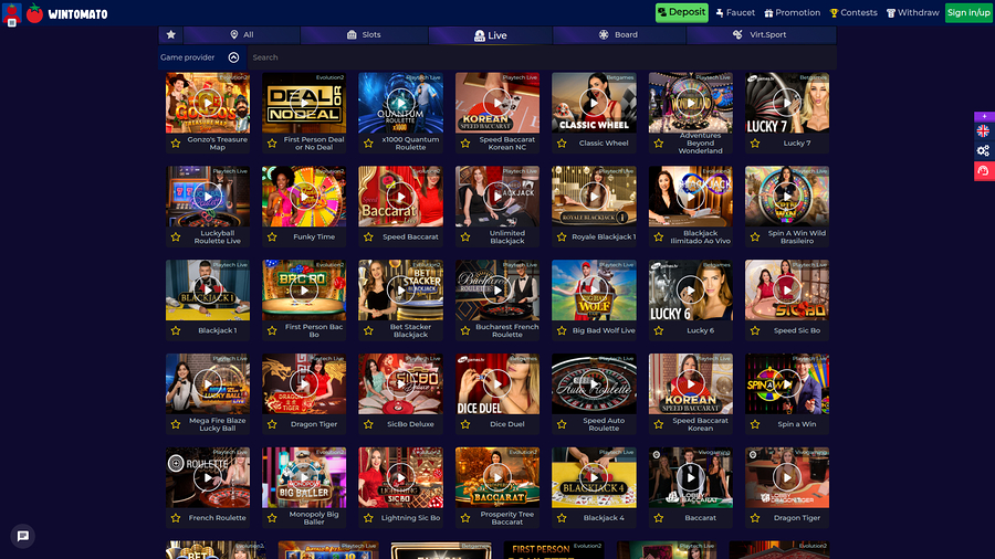Wintomato Casino Desktop Live Dealer