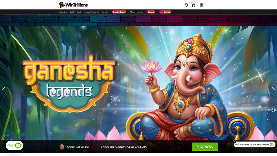 WinTrillions Casino Desktop Homepage