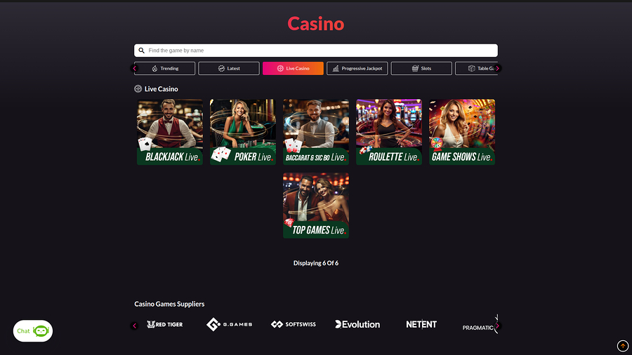 WinTrillions Casino Desktop Live Dealer