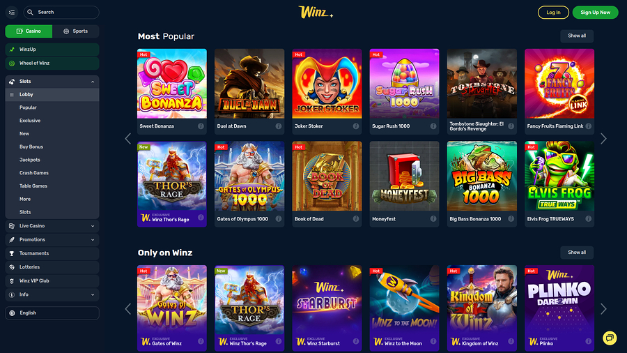 Winz Casino Desktop Games