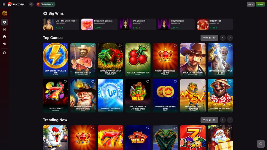 Winzoria Casino Games