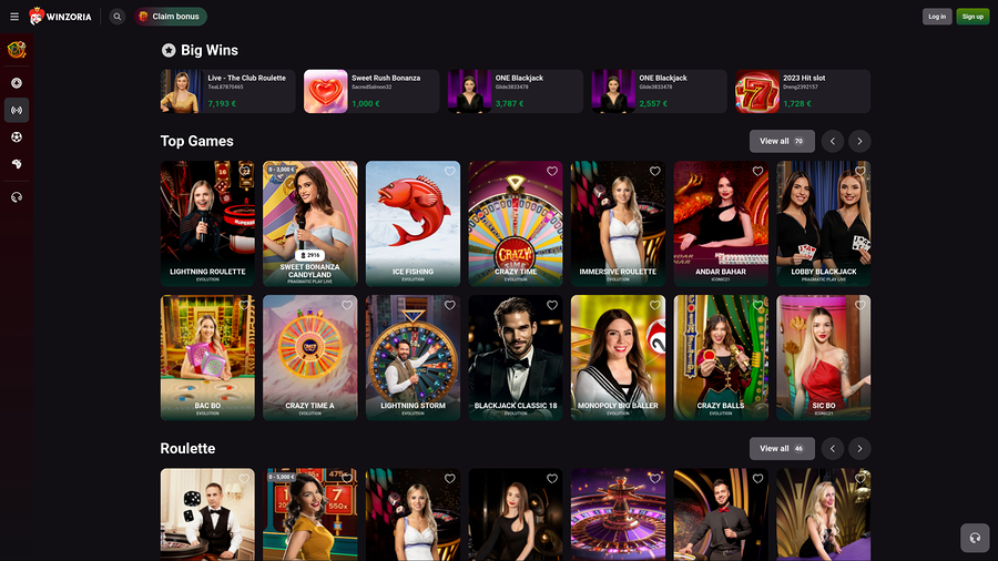 Winzoria Casino Live Dealer
