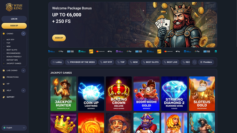 Jackpot de escritorio de Wishking Casino