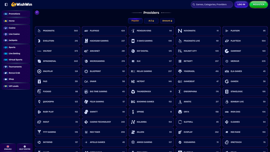 WishWin Casino Desktop Game Developers