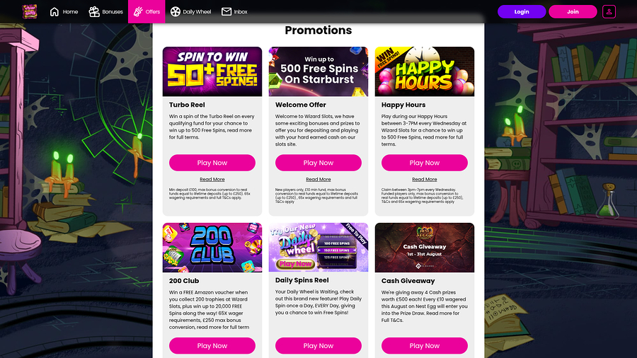 Wizard Slots Casino Desktop Promotions