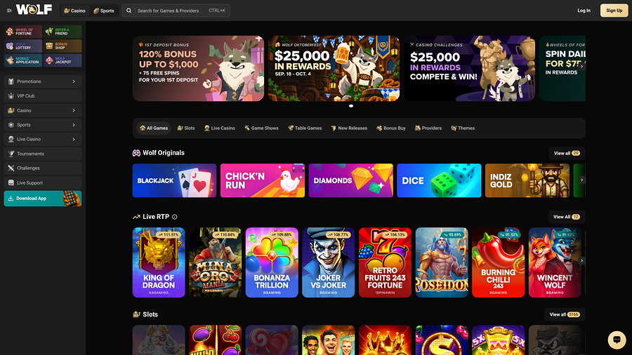 Wolf.io Casino Desktop Games