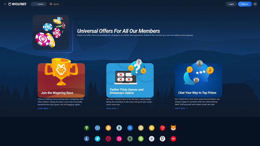 Wolf.Bet Casino Desktop Promotions