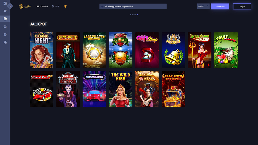 Wombat Casino Desktop Jackpot