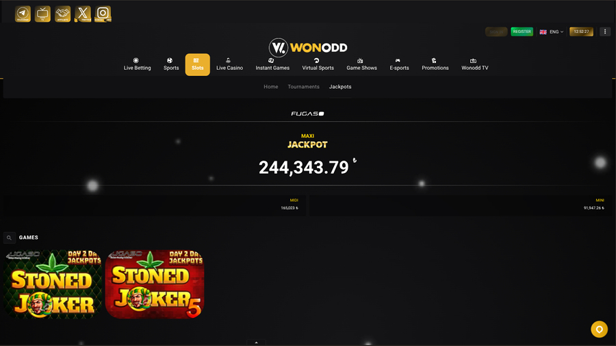 Wonodd Casino Desktop Jackpot