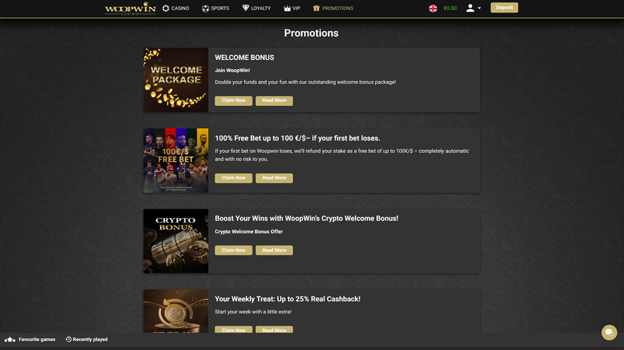 Woopwin Casino Desktop Promotions