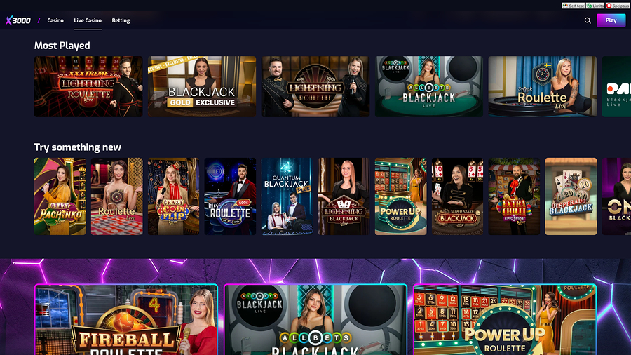 X3000 Desktop Live Dealer