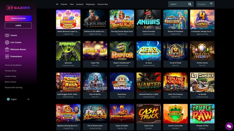 Juegos de escritorio de X7 Casino