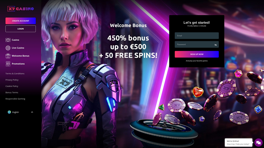 Página de inicio de escritorio de X7 Casino
