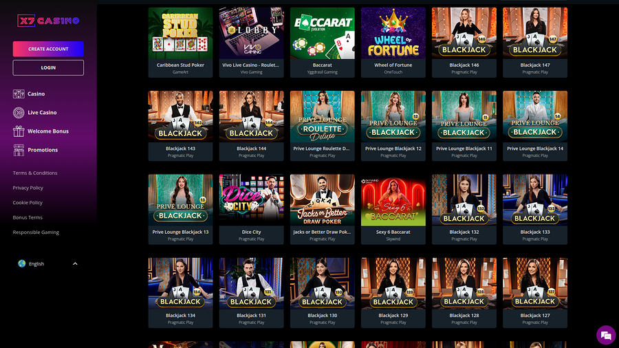 Crupier en vivo de escritorio de X7 Casino