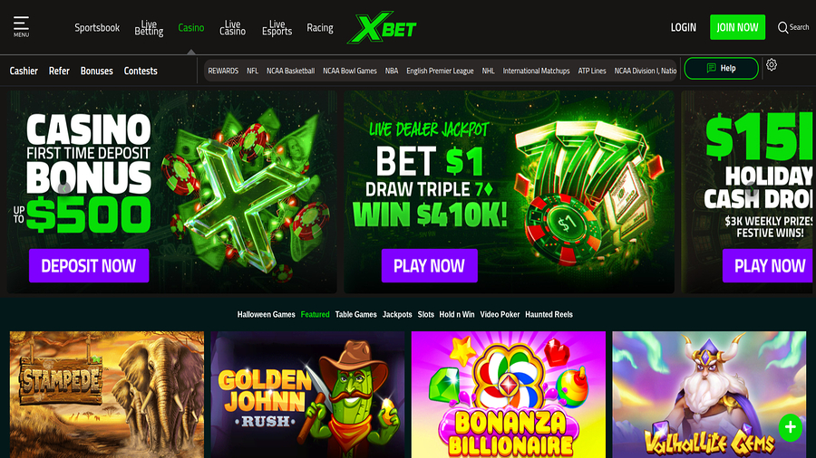 Xbet Casino Homepage Desktop