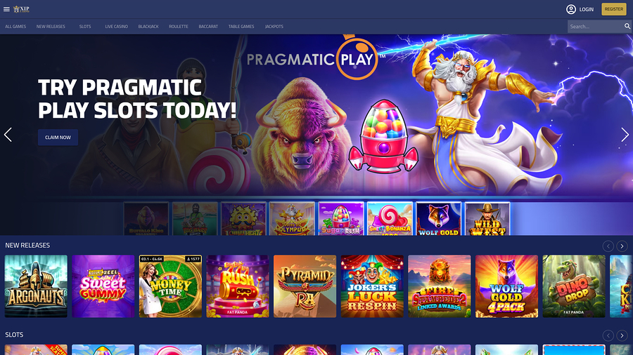 XIP Casino Homepage Desktop