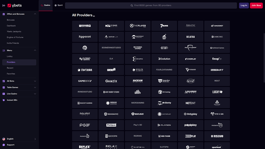 Ybets Casino Desktop Game Developers