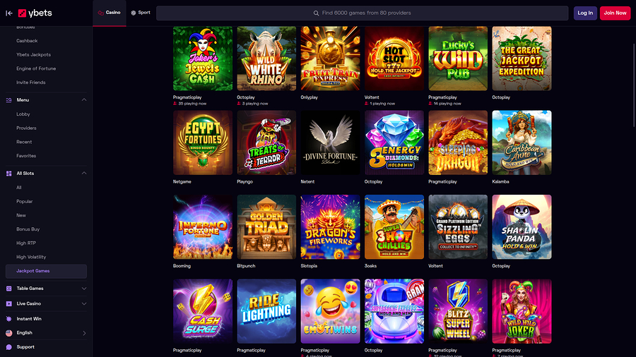 Ybets Casino Desktop Jackpot