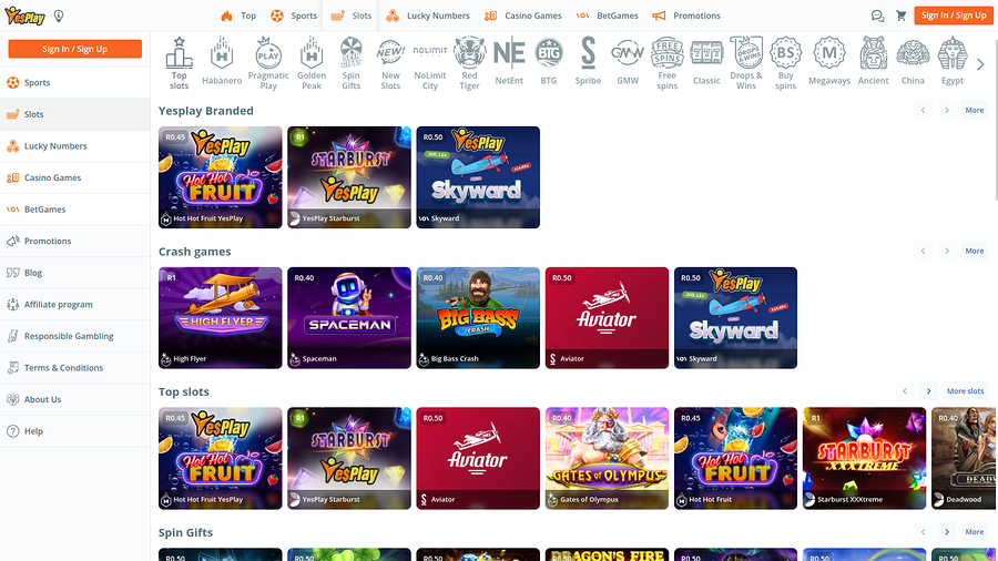 YesPlay Casino Desktop Games