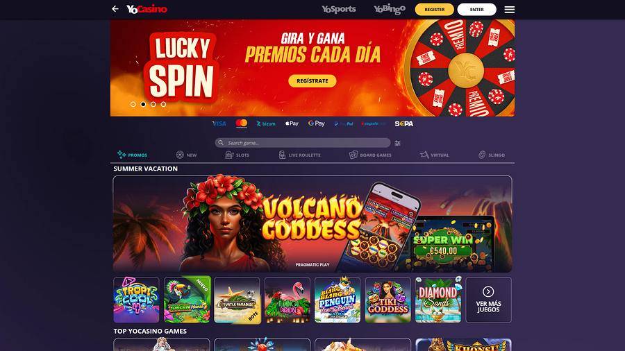 Yo Casino Desktop Homepage
