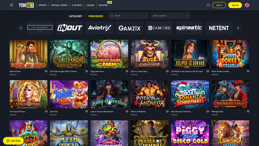 YoniBet Casino Desktop Game Developers