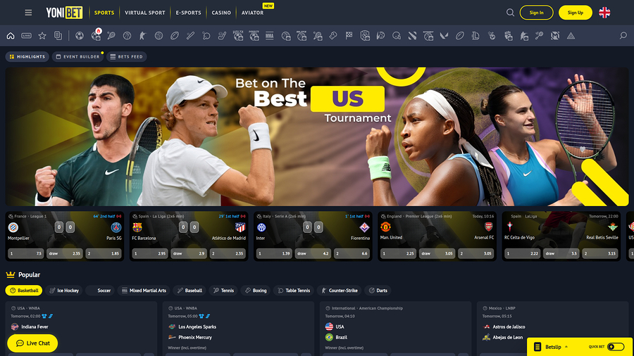 YoniBet Casino Desktop Sports