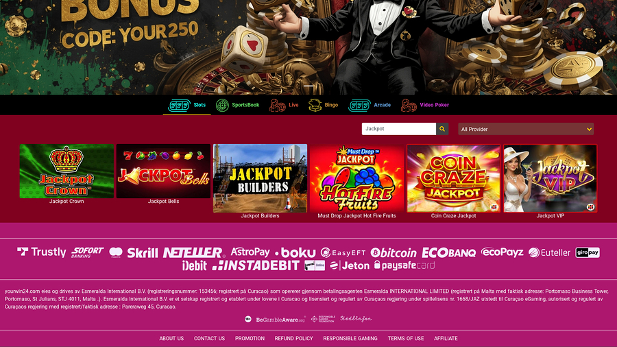 YourWin24 Casino Desktop Jackpot