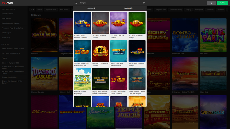 YouWin Casino Desktop Jackpot