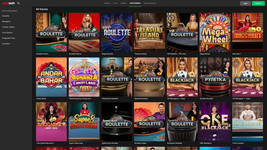 YouWin Casino Desktop Live Dealer