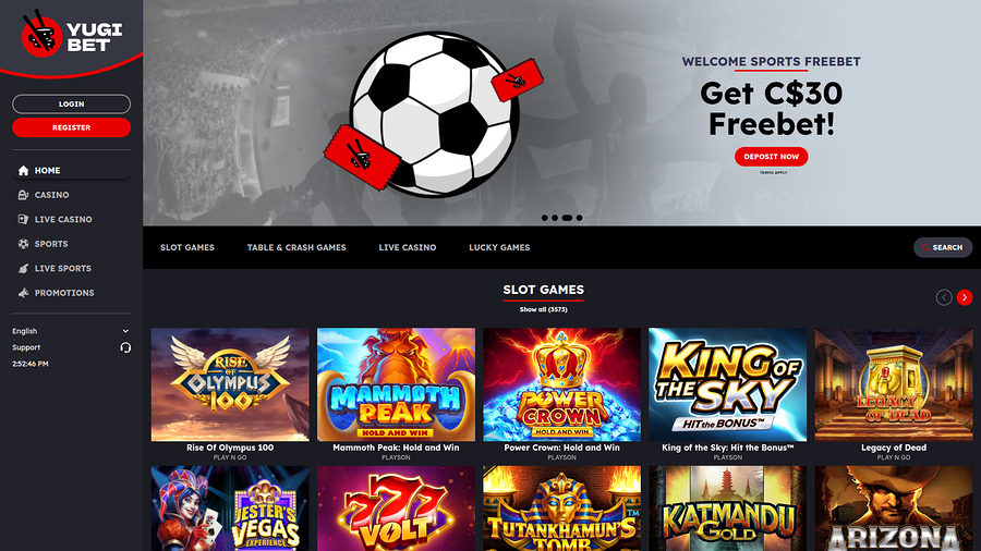 Yugibet Desktop Homepage