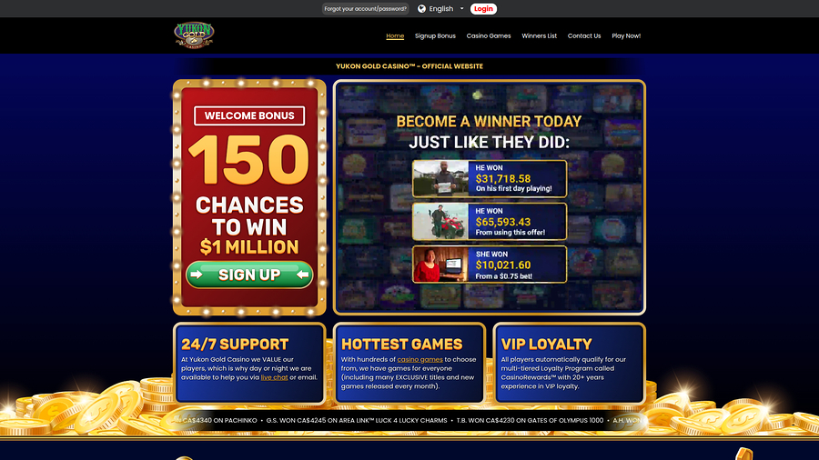 Yukon Gold Casino Desktop Homepage