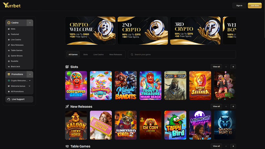 Yurrbet Casino Desktop Games