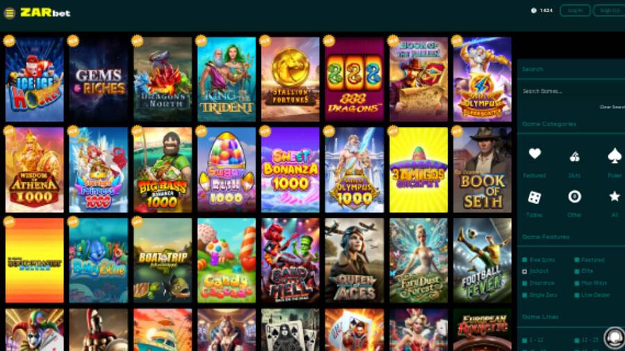 ZarBet Casino Games Desktop
