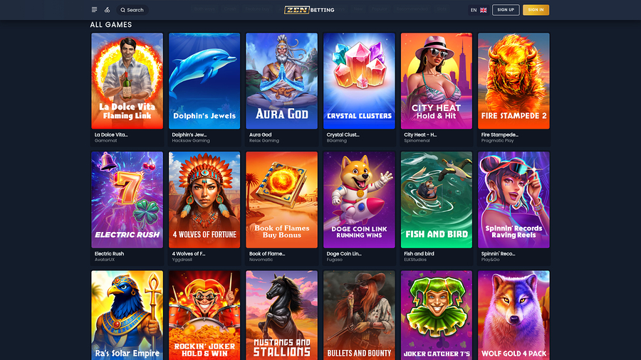 ZenBetting Casino Desktop Games