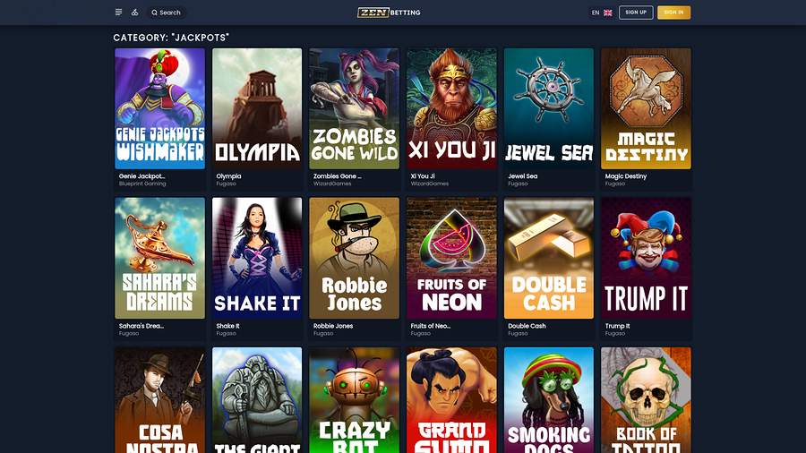 ZenBetting Casino Desktop Jackpot