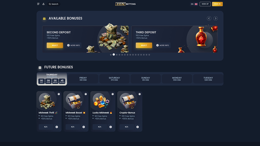 ZenBetting Casino Desktop Promotions