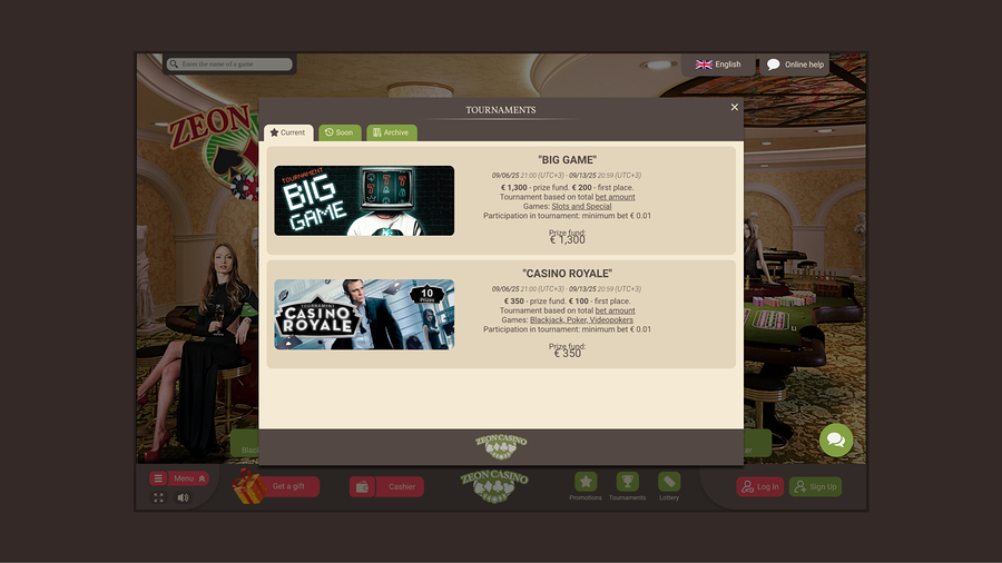 Zeno Casino Desktop Tournaments