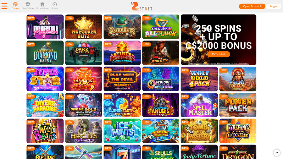 Zet Bet Casino Desktop Games