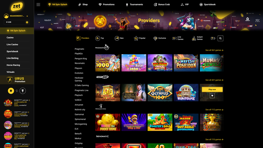 Zet Casino Desktop Game Developers