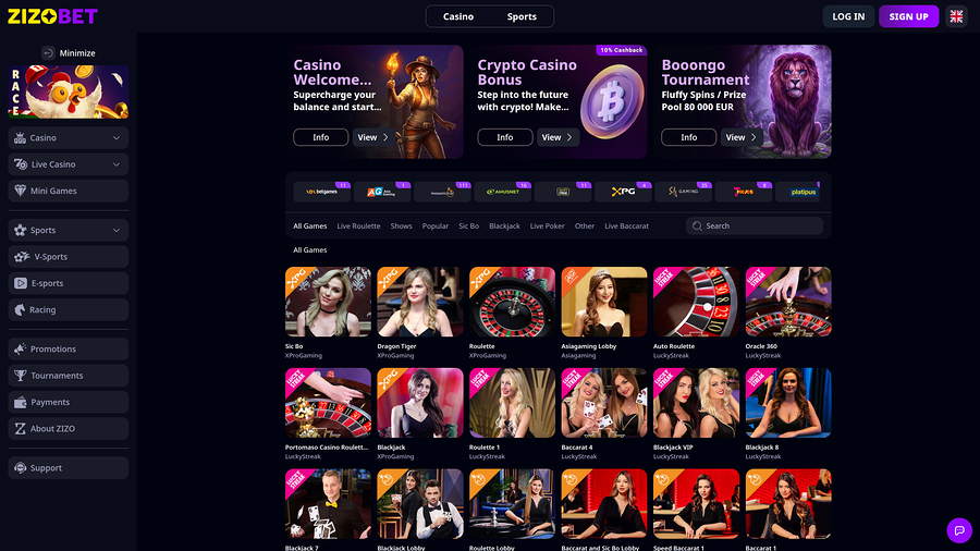 Zizobet Casino Live Dealers