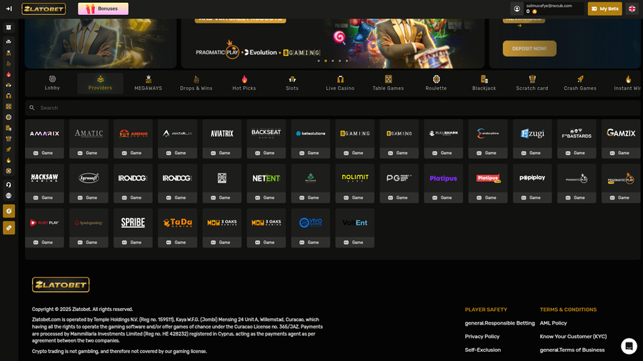 Zlatobet Casino Desktop Game Developers