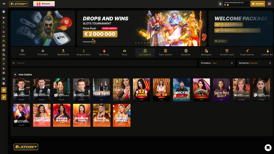 Zlatobet Casino Desktop Live Dealer