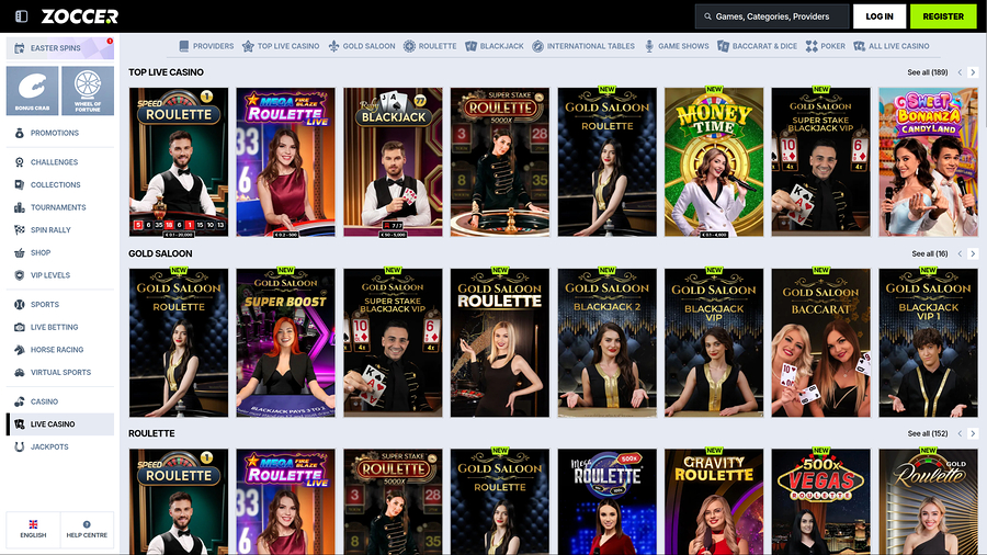 Zoccer Casino Live Dealer