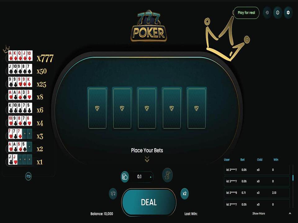 777 Poker screenshot