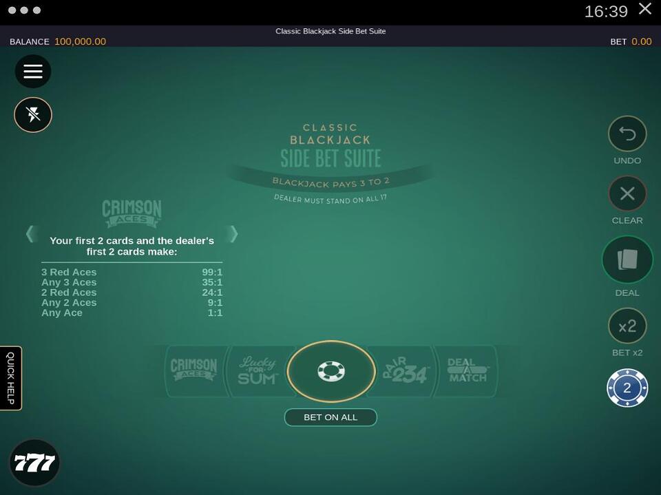Classic Blackjack Side Bet Suite screenshot
