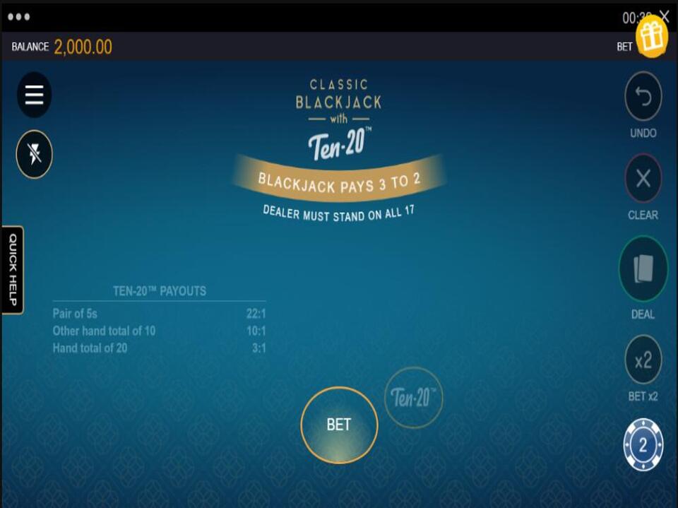 Classic Blackjack with Ten 20 screenshot