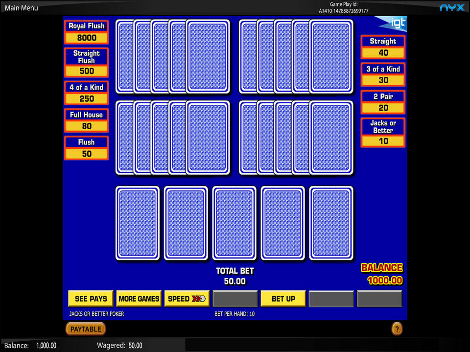 Five Play Draw Poker Multi Hand screenshot